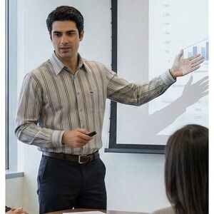 Lacoste Mens Striped Long Sleeve Button Down Dress Shirt Size 40 Medium Preppy